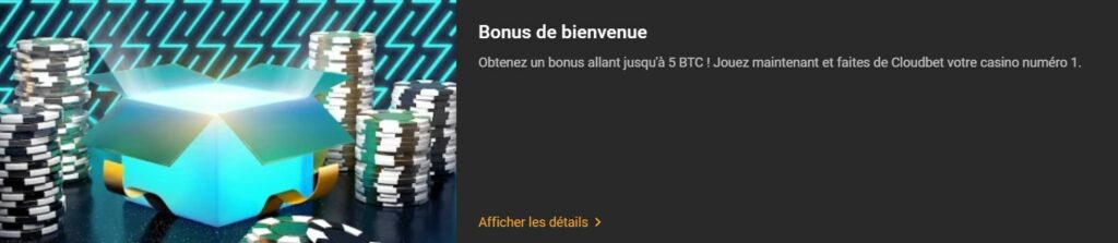 bonus de bienvenue cloudbet