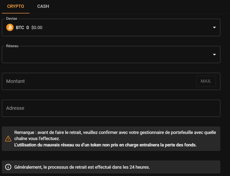 retirer ses gains cloudbet