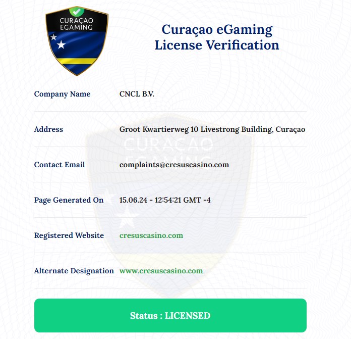 licence cresus casino